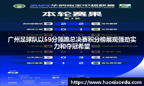 广州足球队以59分领跑总决赛积分榜展现强劲实力和夺冠希望